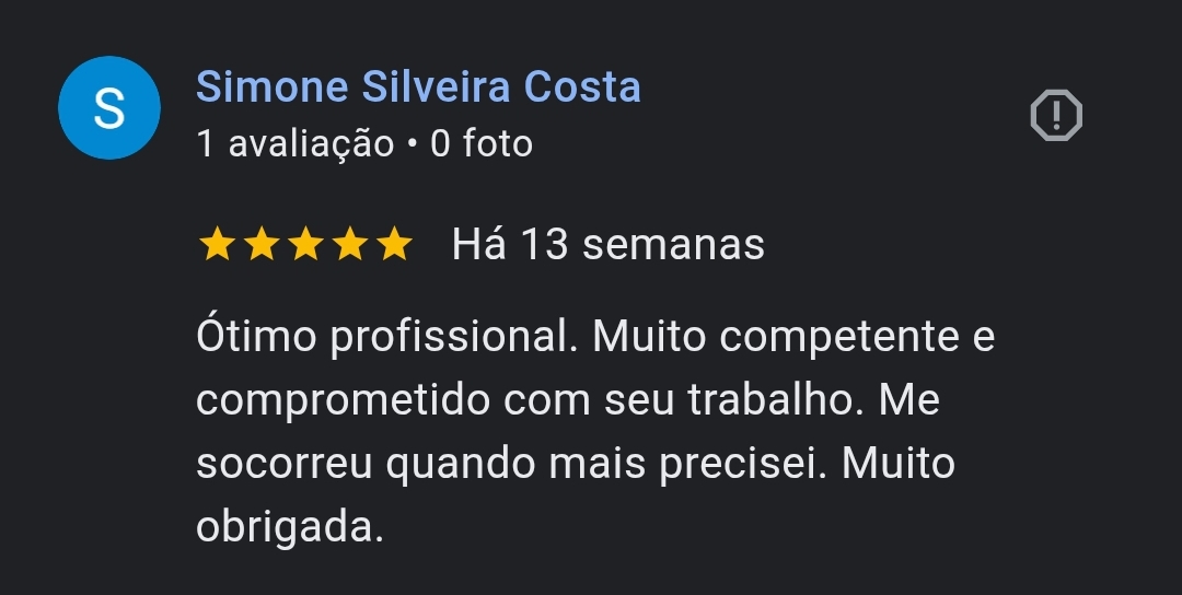 Avaliação 5 estrelas Simone